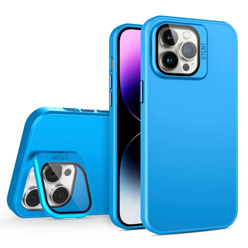 iPhone 14 Pro Max Skin Feel Lens Holder PC + TPU Phone Case - Space Blue