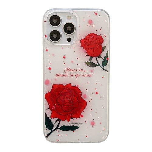 iPhone 14 Pro Max Dual-side Laminating Transparent TPU Phone Case - Two Red Roses