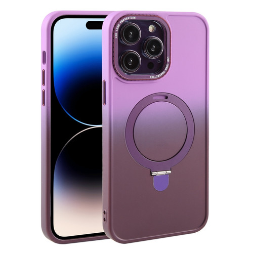 iPhone 14 Pro Max Gradient MagSafe Holder Liquid TPU Hybrid PC Phone Case - Purple Wine Red