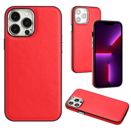 iPhone 14 Pro Max Leather Texture Full Coverage Phone Case - Red