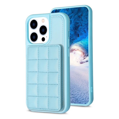 iPhone 14 Pro Max Grid Card Slot Holder Phone Case - Blue