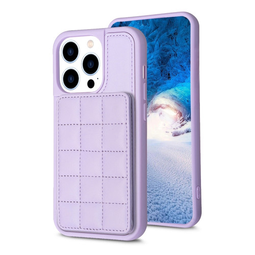 iPhone 14 Pro Max Grid Card Slot Holder Phone Case - Light Purple