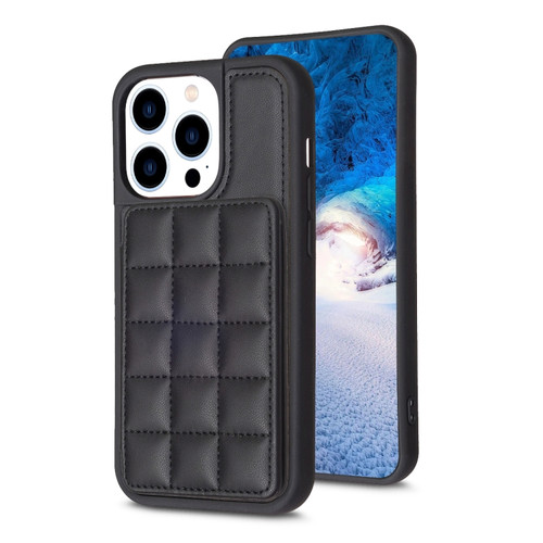 iPhone 14 Pro Max Grid Card Slot Holder Phone Case - Black