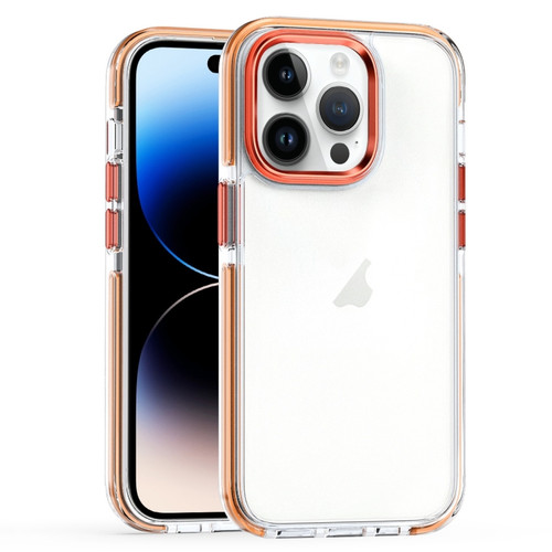 iPhone 14 Pro Max Two-color TPU Transparent PC Phone Case - Orange