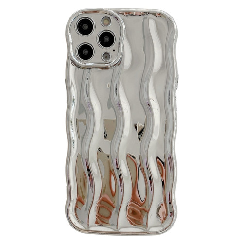 iPhone 14 Pro Max Wave Texture Bright TPU Phone Case - Silver