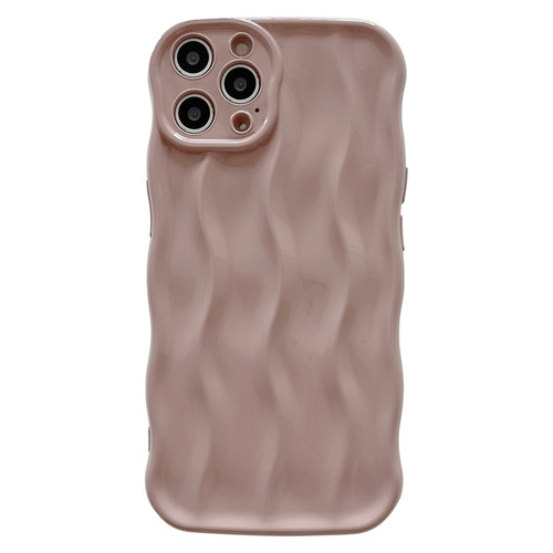 iPhone 14 Pro Max Wave Texture Bright TPU Phone Case - Apricot