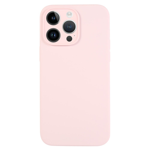 iPhone 14 Pro Max Pure Color Liquid Silicone Fine Pore Phone Case - Grey Pink