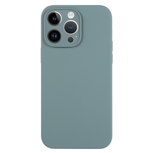 iPhone 14 Pro Max Pure Color Liquid Silicone Fine Pore Phone Case - Pine Needle Green