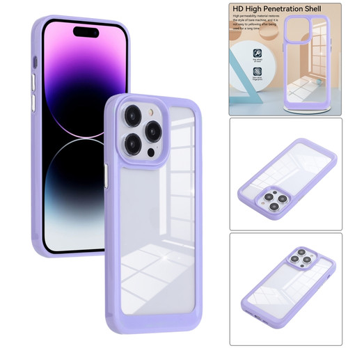 iPhone 14 Pro Max Solid Solor TPU Space Acrylic Phone Case - Purple