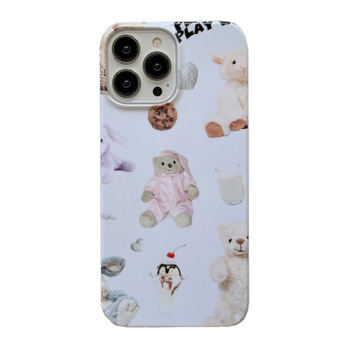 iPhone 14 Pro Max Cartoon Film Craft Hard PC Phone Case - Stuffed Bear