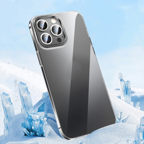 iPhone 14 Pro Max Metal Key Crystal Transparent PC Phone Case - Black