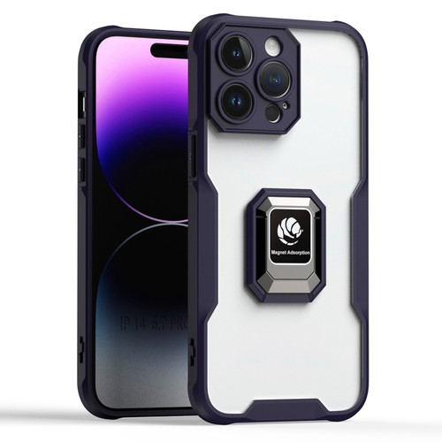 iPhone 14 Pro Max Armor Shockproof Magnetic Ring Phone Case - Deep Purple