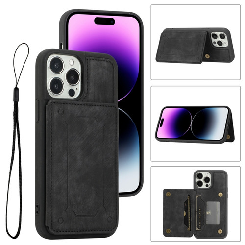 iPhone 14 Pro Max Dream Magnetic Back Cover Card Wallet Phone Case - Black