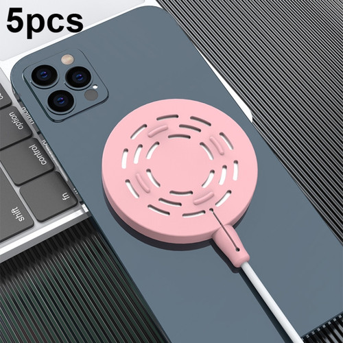 5pcs CP06 Magsafe Wireless Charger Silicone Protective Case - Pink