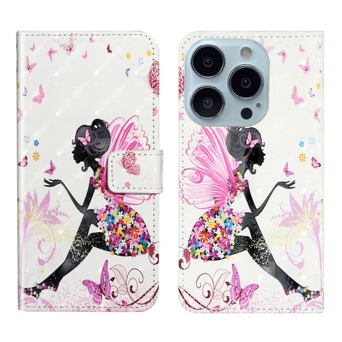 iPhone 14 Pro Max 3D Drawing Leather Phone Case  - Flower Fairy