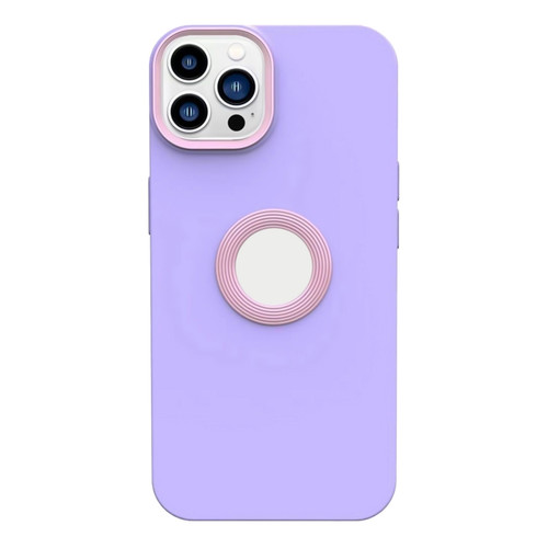 iPhone 14 Pro Max Contrast Color 3 in 1 TPU Phone Case  - Pink Purple