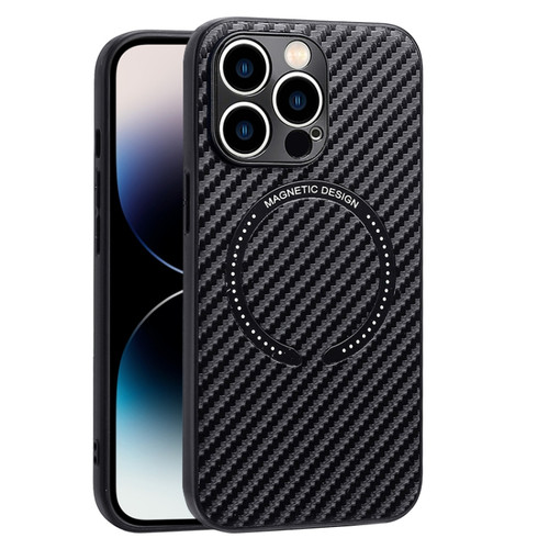 iPhone 14 Pro Max MagSafe Magnetic Carbon Fiber Texture Phone Case  - Black