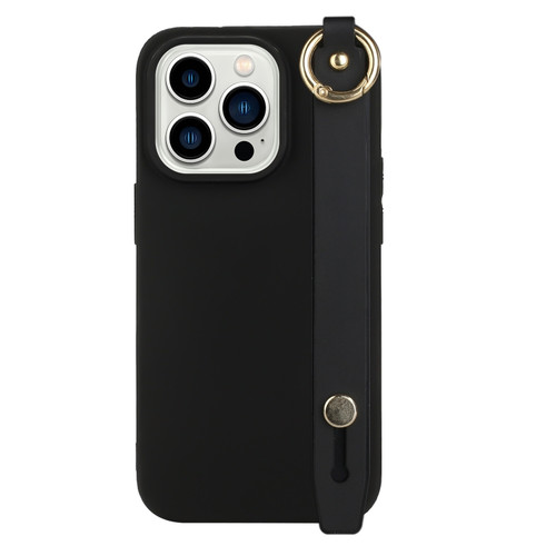iPhone 14 Pro Max Wrist Strap Holder TPU Phone Case - Black