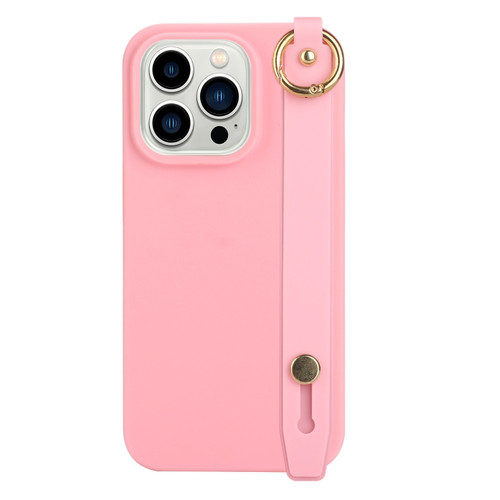 iPhone 14 Pro Max Wrist Strap Holder TPU Phone Case - Dark Pink