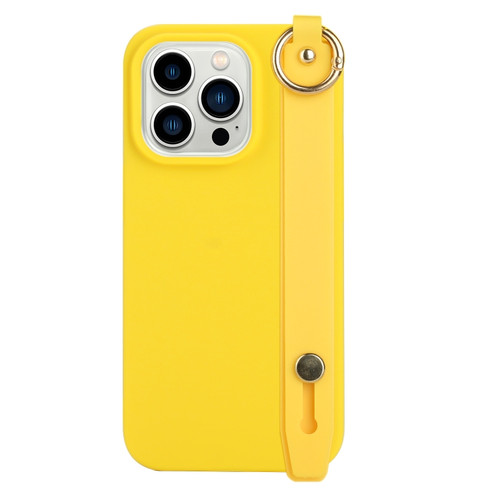 iPhone 14 Pro Max Wrist Strap Holder TPU Phone Case - Yellow