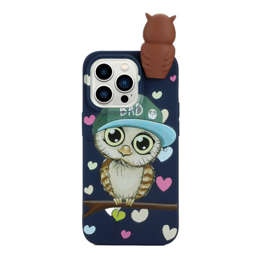 iPhone 14 Pro Max Shockproof Cartoon TPU Phone Case - Blue Owl