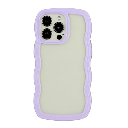 iPhone 14 Pro Max Candy Color Wave TPU Clear PC Phone Case - Purple