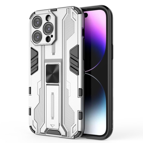 iPhone 14 Pro Max Supersonic PC + TPU Holder Phone Case - White