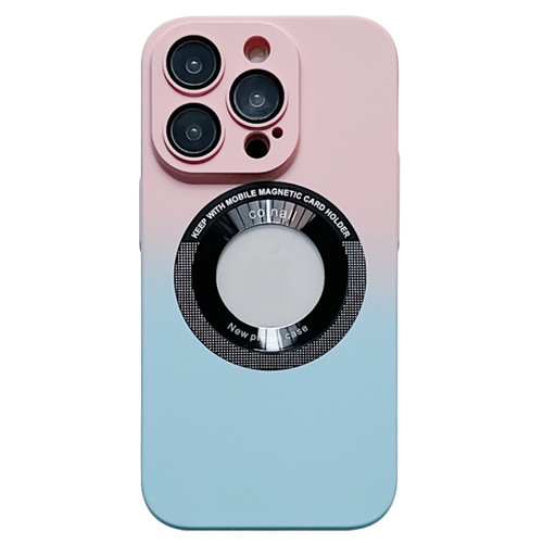 iPhone 14 Pro Max Gradient Skin Feel MagSafe Magnetic Phone Case - Pink + Blue