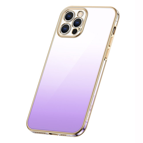 iPhone 14 Pro Max SULADA Iridescence Series Plating Transparent Gradient Phone Case - Purple