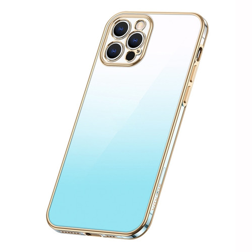 iPhone 14 Pro Max SULADA Iridescence Series Plating Transparent Gradient Phone Case - Blue