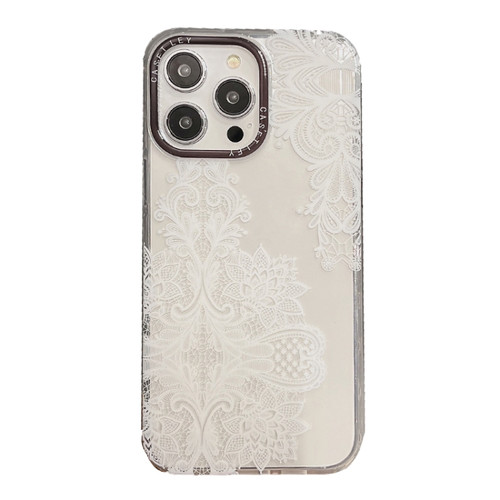 iPhone 14 Pro Max Dual-side Laminating TPU Phone Case - White Mandala Flower
