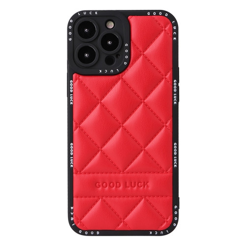 iPhone 14 Pro Max Diamond Pattern Leather Phone Case - Red