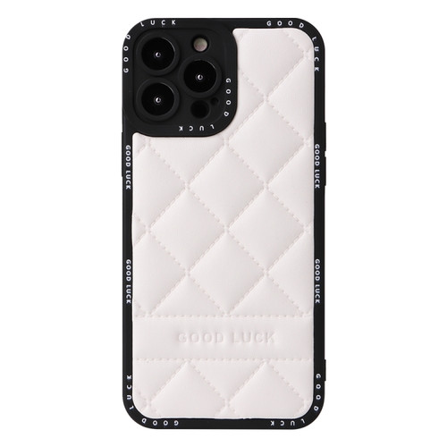 iPhone 14 Pro Max Diamond Pattern Leather Phone Case - White