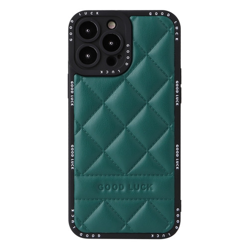 iPhone 14 Pro Max Diamond Pattern Leather Phone Case - Green