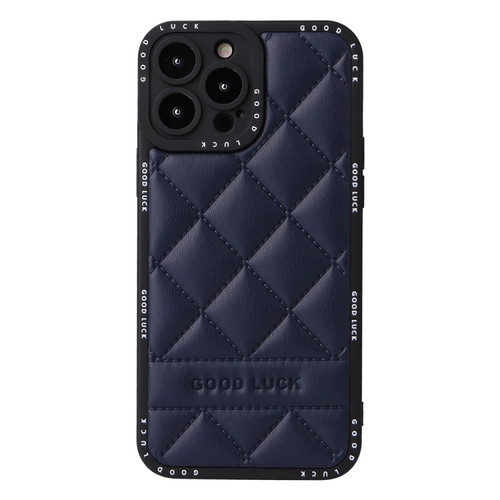 iPhone 14 Pro Max Diamond Pattern Leather Phone Case - Blue