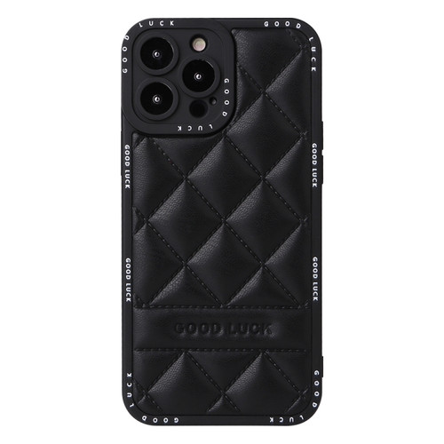 iPhone 14 Pro Max Diamond Pattern Leather Phone Case - Black