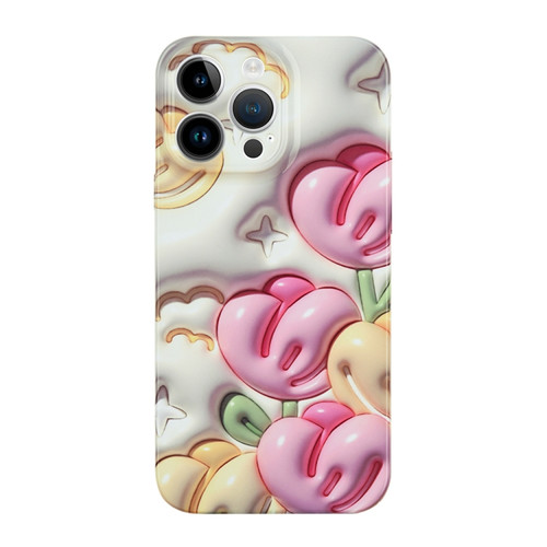 iPhone 14 Pro Max Stereo Vision Pattern PC Phone Case - Tulips