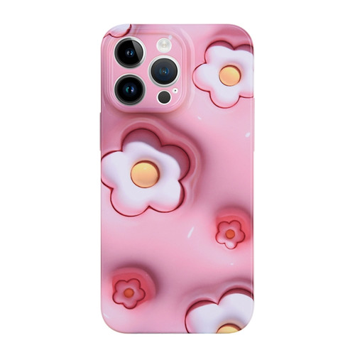 iPhone 14 Pro Max Stereo Vision Pattern PC Phone Case - Pink Blossom