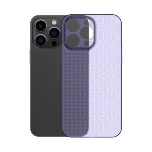 iPhone 14 Pro Max Honeycomb Hollow Heat Dissipation Phone Case - Deep Purple