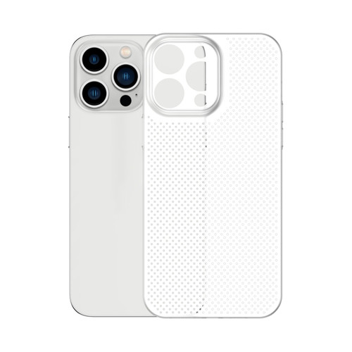 iPhone 14 Pro Max Honeycomb Hollow Heat Dissipation Phone Case - White