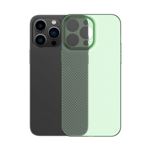 iPhone 14 Pro Max Honeycomb Hollow Heat Dissipation Phone Case - Green
