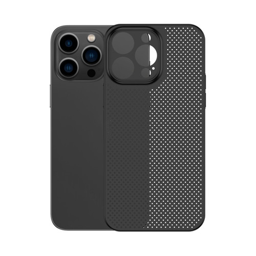 iPhone 14 Pro Max Honeycomb Hollow Heat Dissipation Phone Case - Black