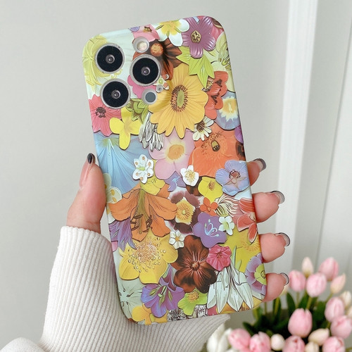 iPhone 14 Pro Max Water Sticker Flower Pattern PC Phone Case - Colorful Flowers