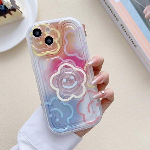 iPhone 14 Pro Max Airbag Frame Smiley Face Flower Phone Case with Holder