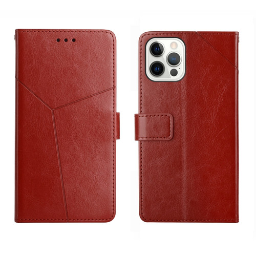 iPhone 14 Pro Max Y Stitching Horizontal Flip Leather Phone Case  - Brown