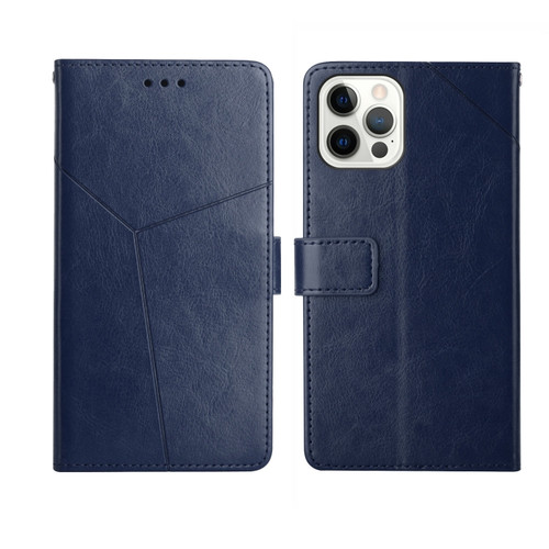 iPhone 14 Pro Max Y Stitching Horizontal Flip Leather Phone Case  - Blue