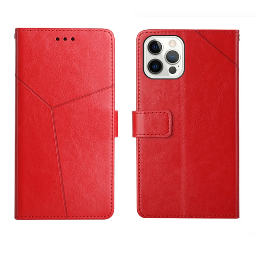 iPhone 14 Pro Max Y Stitching Horizontal Flip Leather Phone Case  - Red