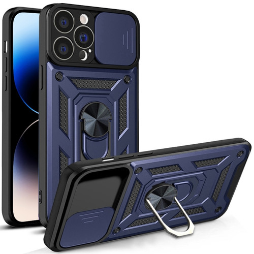 iPhone 14 Pro Max Sliding Camera Cover Design TPU+PC Phone Case  - Blue