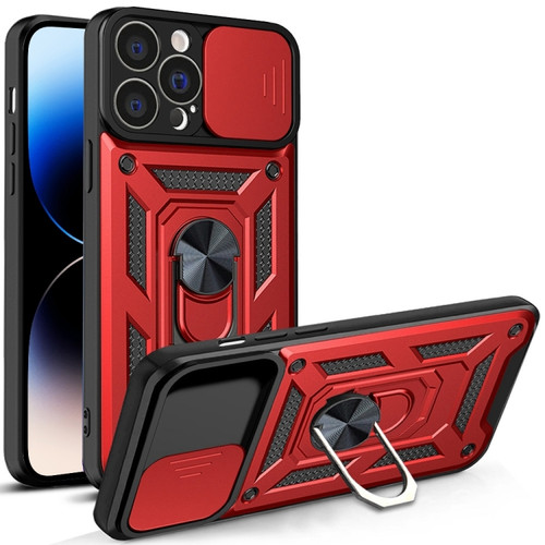 iPhone 14 Pro Max Sliding Camera Cover Design TPU+PC Phone Case  - Red