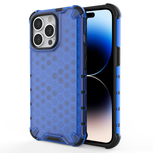 iPhone 14 Pro Max Shockproof Honeycomb PC + TPU Phone Case  - Blue
